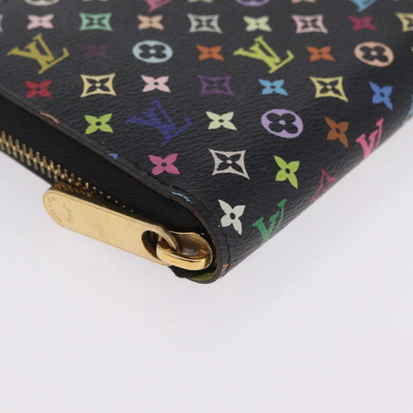 LOUIS VUITTON Monogram Multicolor Zippy Long Wallet Black M60243 LV Auth 208341V