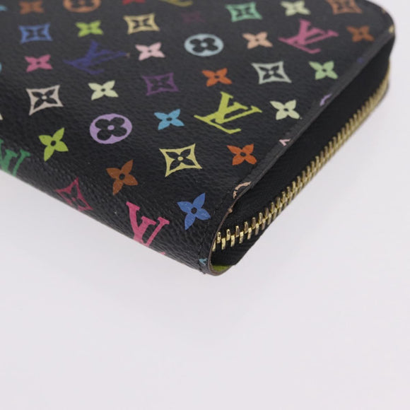 LOUIS VUITTON Monogram Multicolor Zippy Long Wallet Black M60243 LV Auth 208341V
