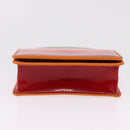 Salvatore Ferragamo Metal Hand Pouch Patent leather Orange Silver Auth 208342M-10