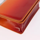 Salvatore Ferragamo Metal Hand Pouch Patent leather Orange Silver Auth 208342M-11