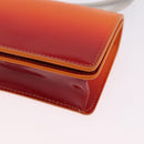 Salvatore Ferragamo Metal Hand Pouch Patent leather Orange Silver Auth 208342M-12