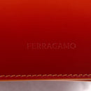 Salvatore Ferragamo Metal Hand Pouch Patent leather Orange Silver Auth 208342M-15
