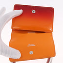Salvatore Ferragamo Metal Hand Pouch Patent leather Orange Silver Auth 208342M-16