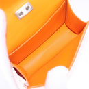 Salvatore Ferragamo Metal Hand Pouch Patent leather Orange Silver Auth 208342M-18
