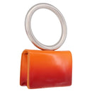 Salvatore Ferragamo Metal Hand Pouch Patent leather Orange Silver Auth 208342M-1