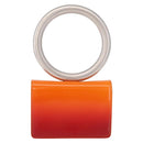 Salvatore Ferragamo Metal Hand Pouch Patent leather Orange Silver Auth 208342M-2