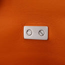 Salvatore Ferragamo Metal Hand Pouch Patent leather Orange Silver Auth 208342M-22