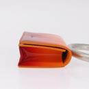 Salvatore Ferragamo Metal Hand Pouch Patent leather Orange Silver Auth 208342M-4