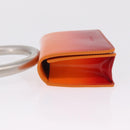Salvatore Ferragamo Metal Hand Pouch Patent leather Orange Silver Auth 208342M-5