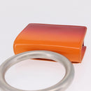 Salvatore Ferragamo Metal Hand Pouch Patent leather Orange Silver Auth 208342M-6