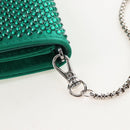 PRADA Chain Shoulder Pouch Satin Green Silver Auth 208344M-10