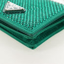 PRADA Chain Shoulder Pouch Satin Green Silver Auth 208344M-13