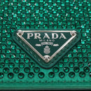 PRADA Chain Shoulder Pouch Satin Green Silver Auth 208344M-16