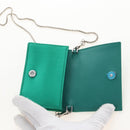 PRADA Chain Shoulder Pouch Satin Green Silver Auth 208344M-17