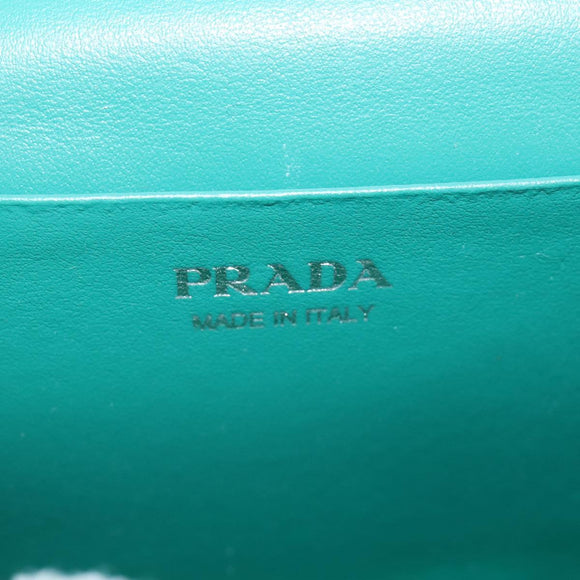 PRADA Chain Shoulder Pouch Satin Green Silver Auth 208344M