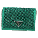 PRADA Chain Shoulder Pouch Satin Green Silver Auth 208344M-2