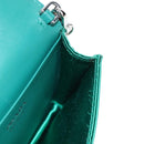PRADA Chain Shoulder Pouch Satin Green Silver Auth 208344M-20