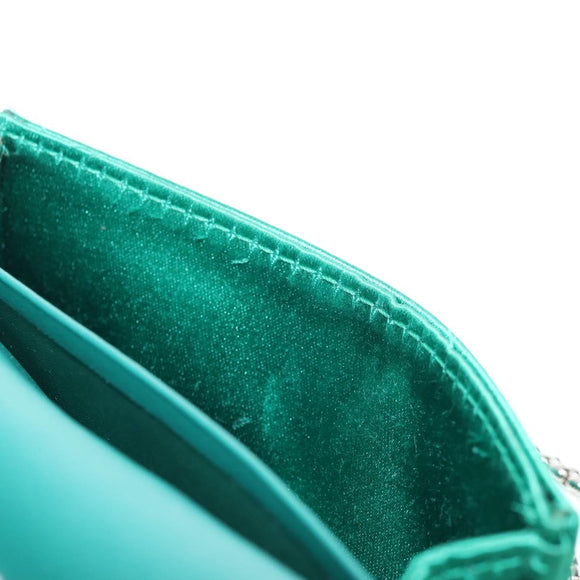 PRADA Chain Shoulder Pouch Satin Green Silver Auth 208344M