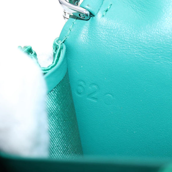 PRADA Chain Shoulder Pouch Satin Green Silver Auth 208344M