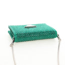 PRADA Chain Shoulder Pouch Satin Green Silver Auth 208344M-6