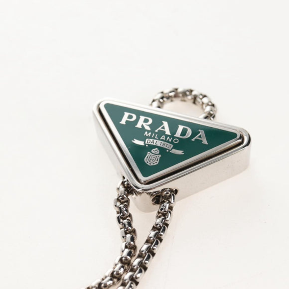 PRADA Chain Shoulder Pouch Satin Green Silver Auth 208344M