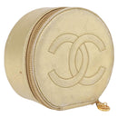CHANEL COCO Mark Jewelry Box Leather Gold CC Auth 208346-1
