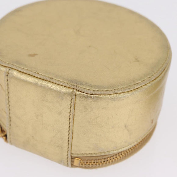 CHANEL COCO Mark Jewelry Box Leather Gold CC Auth 208346