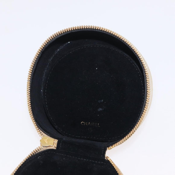 CHANEL COCO Mark Jewelry Box Leather Gold CC Auth 208346