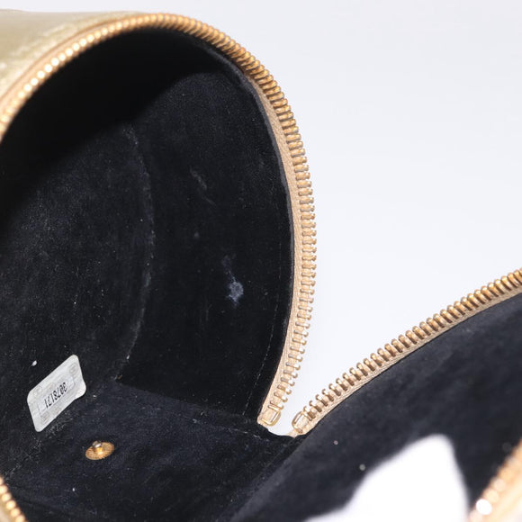 CHANEL COCO Mark Jewelry Box Leather Gold CC Auth 208346