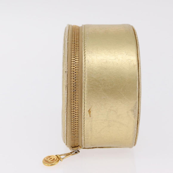 CHANEL COCO Mark Jewelry Box Leather Gold CC Auth 208346