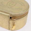 CHANEL COCO Mark Jewelry Box Leather Gold CC Auth 208346-9
