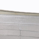 CHANEL Matelasse Long Wallet Lamb Skin Silver CC Auth 208350-17