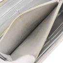 CHANEL Matelasse Long Wallet Lamb Skin Silver CC Auth 208350-24