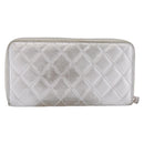CHANEL Matelasse Long Wallet Lamb Skin Silver CC Auth 208350-3