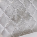 CHANEL Matelasse Long Wallet Lamb Skin Silver CC Auth 208350-4