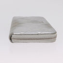 CHANEL Matelasse Long Wallet Lamb Skin Silver CC Auth 208350-5