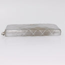 CHANEL Matelasse Long Wallet Lamb Skin Silver CC Auth 208350-9