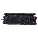 CHANEL Chain wallet Shoulder Bag Tweed Navy Gold CC Auth 208352SAM-10