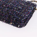 CHANEL Chain wallet Shoulder Bag Tweed Navy Gold CC Auth 208352SAM-14
