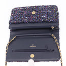 CHANEL Chain wallet Shoulder Bag Tweed Navy Gold CC Auth 208352SAM-16
