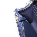 CHANEL Chain wallet Shoulder Bag Tweed Navy Gold CC Auth 208352SAM-23