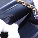 CHANEL Chain wallet Shoulder Bag Tweed Navy Gold CC Auth 208352SAM-26