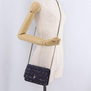 CHANEL Chain wallet Shoulder Bag Tweed Navy Gold CC Auth 208352SAM-29