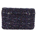 CHANEL Chain wallet Shoulder Bag Tweed Navy Gold CC Auth 208352SAM-3