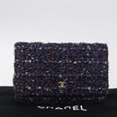 CHANEL Chain wallet Shoulder Bag Tweed Navy Gold CC Auth 208352SAM-30