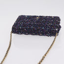 CHANEL Chain wallet Shoulder Bag Tweed Navy Gold CC Auth 208352SAM-6