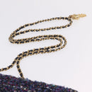 CHANEL Chain wallet Shoulder Bag Tweed Navy Gold CC Auth 208352SAM-8