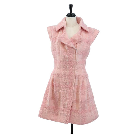 CHANEL One Piece Dress Tweed 36 Pink CC Auth 208357M