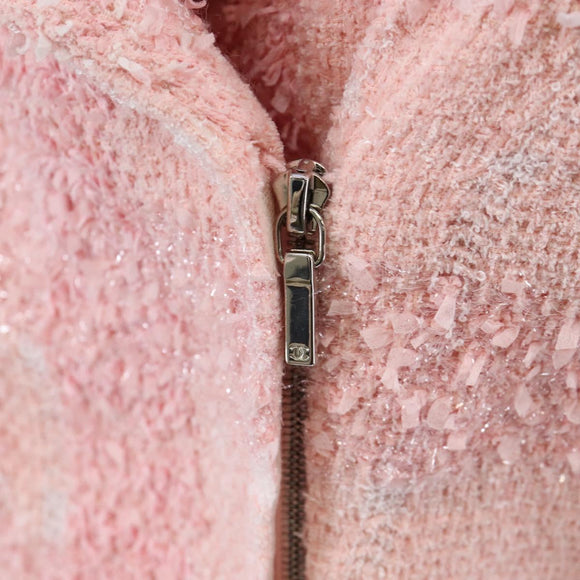 CHANEL One Piece Dress Tweed 36 Pink CC Auth 208357M