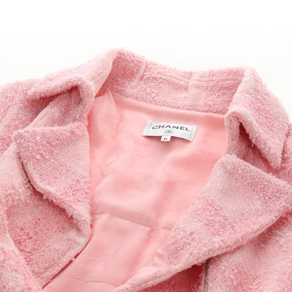 CHANEL One Piece Dress Tweed 36 Pink CC Auth 208357M